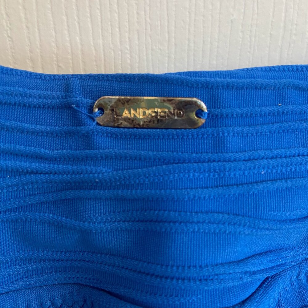 Lands' End Women's Ruched Tummy Control Mini Swim Skirt Royal Blue (10) - Picture 6 of 6